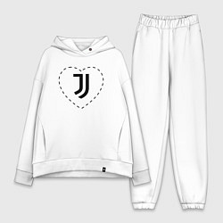 Женский костюм оверсайз Лого Juventus в сердечке, цвет: белый