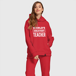 Женский костюм оверсайз Worlds okayest teacher, цвет: красный — фото 2