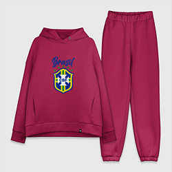 Женский костюм оверсайз Brasil Football, цвет: маджента