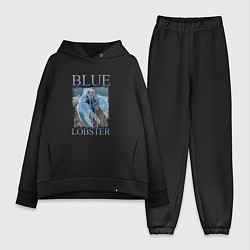 Женский костюм оверсайз Blue lobster meme, цвет: черный