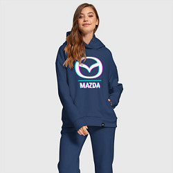 Женский костюм оверсайз Значок Mazda в стиле glitch, цвет: тёмно-синий — фото 2