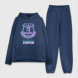 Женский костюм оверсайз Everton FC в стиле glitch, цвет: тёмно-синий