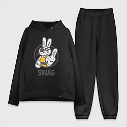 Женский костюм оверсайз SWAG Bad rabbit - Merry Christmas!, цвет: черный