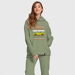 Женский костюм оверсайз Merry Driftmas Nissan Silvia S15 Ugly Sweater, цвет: авокадо — фото 2