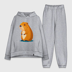 Женский костюм оверсайз Капибара - рисунок, цвет: меланж