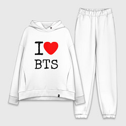 Женский костюм оверсайз I love BTS, цвет: белый