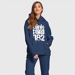 Женский костюм оверсайз Stencil white logo, цвет: тёмно-синий — фото 2