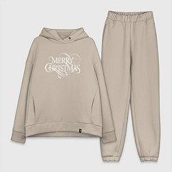 Женский костюм оверсайз Merry christmas fun, цвет: миндальный