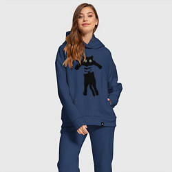 Женский костюм оверсайз Кот на ручках, цвет: тёмно-синий — фото 2