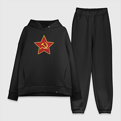 Женский костюм оверсайз СССР звезда, цвет: черный