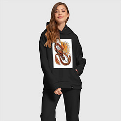 Женский костюм оверсайз Эскиз дракона, цвет: черный — фото 2