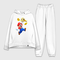 Женский костюм оверсайз Марио сбивает монетки, цвет: белый