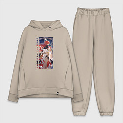 Женский костюм оверсайз Улыбка Химеко, цвет: миндальный