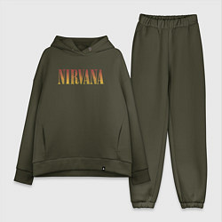 Женский костюм оверсайз Nirvana logo, цвет: хаки