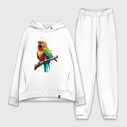 Женский костюм оверсайз Попугай какаду, цвет: белый