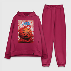 Женский костюм оверсайз Баскетбольный мяч nba, цвет: маджента
