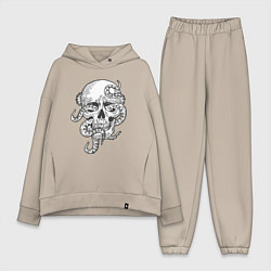 Женский костюм оверсайз Skull octopus, цвет: миндальный