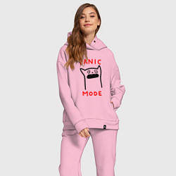 Женский костюм оверсайз Panic mode - котик, цвет: светло-розовый — фото 2