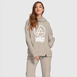 Женский костюм оверсайз Linkin Park - white, цвет: миндальный — фото 2