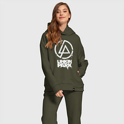 Женский костюм оверсайз Linkin Park - white, цвет: хаки — фото 2