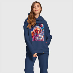 Женский костюм оверсайз Красавица Барби в космосе - нейросеть, цвет: тёмно-синий — фото 2