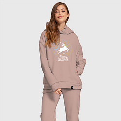 Женский костюм оверсайз Unicorn christmas, цвет: пыльно-розовый — фото 2