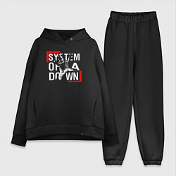 Женский костюм оверсайз System of a Down metal band, цвет: черный