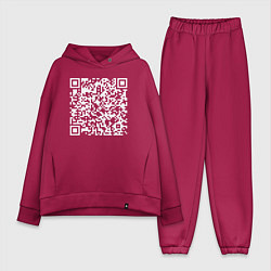 Женский костюм оверсайз Qr код на песню Never Gonna Give You Up, цвет: маджента