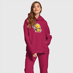 Женский костюм оверсайз Боевой утенок, цвет: маджента — фото 2