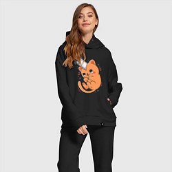 Женский костюм оверсайз Кот Пачита, цвет: черный — фото 2