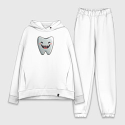 Женский костюм оверсайз Улыбающийся зуб, цвет: белый