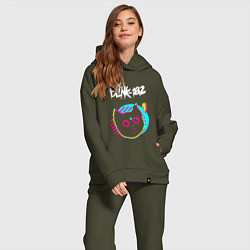 Женский костюм оверсайз Blink 182 rock star cat, цвет: хаки — фото 2