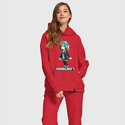 Женский костюм оверсайз Minecraft девушка в наушниках, цвет: красный — фото 2