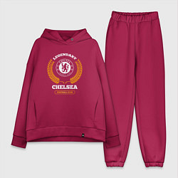 Женский костюм оверсайз Лого Chelsea и надпись legendary football club, цвет: маджента