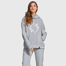 Женский костюм оверсайз Акула молот узор, цвет: меланж — фото 2