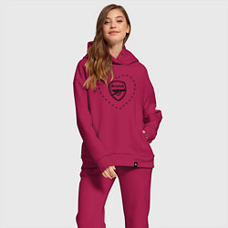 Женский костюм оверсайз Лого Arsenal в сердечке, цвет: маджента — фото 2