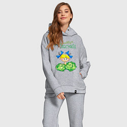 Женский костюм оверсайз Меня найдут весной - девочка, цвет: меланж — фото 2