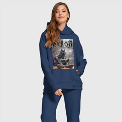 Женский костюм оверсайз Rock cat - ai art, цвет: тёмно-синий — фото 2