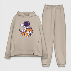 Женский костюм оверсайз Космонавт и тигр