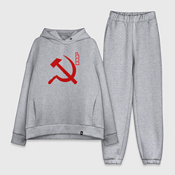 Женский костюм оверсайз СССР серп и молот red, цвет: меланж