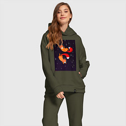 Женский костюм оверсайз Лисы в невесомости, цвет: хаки — фото 2