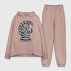 Женский костюм оверсайз Шахматная зебра, цвет: пыльно-розовый