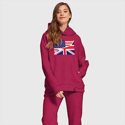 Женский костюм оверсайз США и Великобритания, цвет: маджента — фото 2