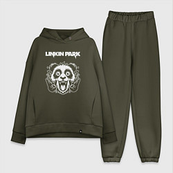 Женский костюм оверсайз Linkin Park rock panda, цвет: хаки