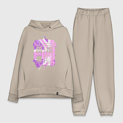 Женский костюм оверсайз Pink tardis, цвет: миндальный