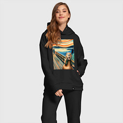 Женский костюм оверсайз Капибара кричит - мем нейросеть, цвет: черный — фото 2