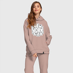 Женский костюм оверсайз Нью-Йорк город, цвет: пыльно-розовый — фото 2