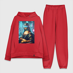 Женский костюм оверсайз Gioconda - cyberpunk ai art fantasy, цвет: красный