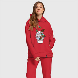 Женский костюм оверсайз Бабочки и череп, цвет: красный — фото 2