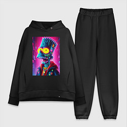 Женский костюм оверсайз Cyber Bart Simpson - neon glow ai art, цвет: черный